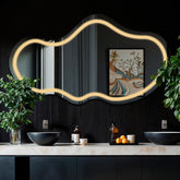 Miroir LED Asymétrique 2 | Sans Boutons Tactiles | Lumière Blanche Chaude - Reyze Série Salono Modèle 1 - Horizontal