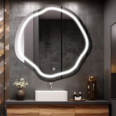 Miroir LED Asymétrique Ovale | Bouton Tactile | Lumière blanche froide - Reyze Série Salono Modèle 1