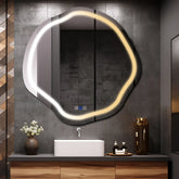 Miroir LED Asymétrique Ovale | boutons tactiles | Fonction Anti-Buée | Température de couleur réglable - Reyze Série Salono Modèle 1