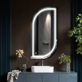 Miroir LED Semi-Ovale 1 | Bouton Tactile | Lumière blanche froide - Reyze Série Salono Modèle 1