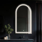 Miroir LED Semi-Ovale 2 | Bouton Tactile | Lumière blanche neutre - Reyze Série Salono Modèle 1