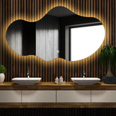 Miroir LED Asymétrique 2 | Bouton Tactile | Lumière Blanche Chaude - Reyze Série Ambient Modèle 1 - Horizontal
