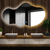 Miroir LED Asymétrique 2 | boutons tactiles | Fonction Anti-Buée | Température de couleur réglable - Reyze Série Ambient Modèle 1 - Horizontal