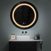 Miroir LED Rond | boutons tactiles | Fonction Anti-Buée | Lumière Blanche Chaude - Reyze Série Salono Modèle 1