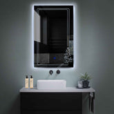 Miroir LED Vertical | Bouton Tactile | Lumière blanche froide - Reyze Série Good Vibes Modèle 3