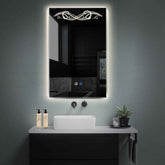 Miroir LED Vertical | boutons tactiles | Fonction Anti-Buée | Lumière blanche neutre - Reyze Série Good Vibes Modèle 6