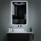 Miroir LED Vertical | Bouton Tactile | Lumière blanche froide - Reyze Série Good Vibes Modèle 6