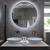 Miroir LED Rond | boutons tactiles | Fonction Anti-Buée | Lumière blanche froide - Reyze Série Good Vibes Modèle 6