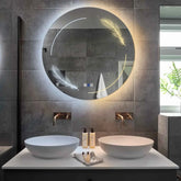 Miroir LED Rond | boutons tactiles | Fonction Anti-Buée | Température de couleur réglable - Reyze Série Good Vibes Modèle 2