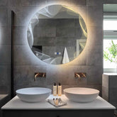 Miroir LED Rond | boutons tactiles | Fonction Anti-Buée | Température de couleur réglable - Reyze Série Simetria Modèle 3