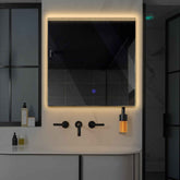 Miroir LED Carré | Bouton Tactile | Lumière Blanche Chaude - Reyze Série Edge Modèle 5