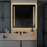 Miroir LED Carré | Bouton Tactile | Lumière Blanche Chaude - Reyze Série Minimal Modèle 7