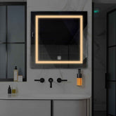 Miroir LED Carré | Bouton Tactile | Lumière Blanche Chaude - Reyze Série Salono Modèle 1
