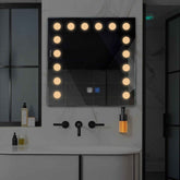 Miroir LED Carré | boutons tactiles | Fonction Anti-Buée | Lumière Blanche Chaude - Reyze Série Salono Modèle 6