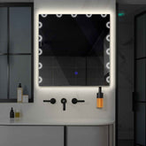 Miroir LED Carré | Bouton Tactile | Lumière blanche neutre - Reyze Série Edge Modèle 4