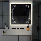 Miroir LED Carré | Bouton Tactile | Lumière blanche neutre - Reyze Série Good Vibes Modèle 5
