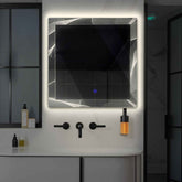 Miroir LED Carré | Bouton Tactile | Lumière blanche neutre - Reyze Série Simetria Modèle 2