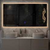 Miroir LED Horizontal | Bouton Tactile | Lumière Blanche Chaude - Reyze Série Good Vibes Modèle 6