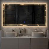 Miroir LED Horizontal | Bouton Tactile | Lumière Blanche Chaude - Reyze Série Simetria Modèle 2