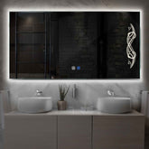 Miroir LED Horizontal | boutons tactiles | Fonction Anti-Buée | Lumière blanche neutre - Reyze Série Good Vibes Modèle 6