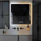 Miroir LED Carré | boutons tactiles | Fonction Anti-Buée | Température de couleur réglable - Reyze Série Good Vibes Modèle 4