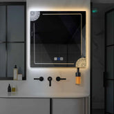 Miroir LED Carré | boutons tactiles | Fonction Anti-Buée | Température de couleur réglable - Reyze Série Good Vibes Modèle 7