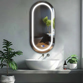 Miroir LED Ovale | boutons tactiles | Fonction Anti-Buée | Lumière blanche froide - Reyze Série Salono Modèle 1