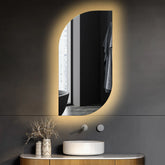 Miroir LED Semi-Ovale 1 | Sans Boutons Tactiles | Lumière Blanche Chaude - Reyze Série Ambient Modèle 1
