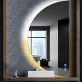 Miroir LED Demi-Lune | boutons tactiles | Fonction Anti-Buée | Température de couleur réglable - Reyze Série Ambient Modèle 1 - Côté Droit