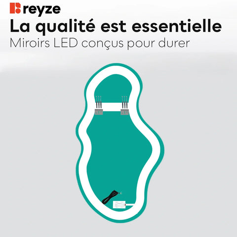 Miroir LED Asymétrique 2 | Bouton Tactile | Lumière blanche froide - Reyze Série Salono Modèle 1 - Vertical