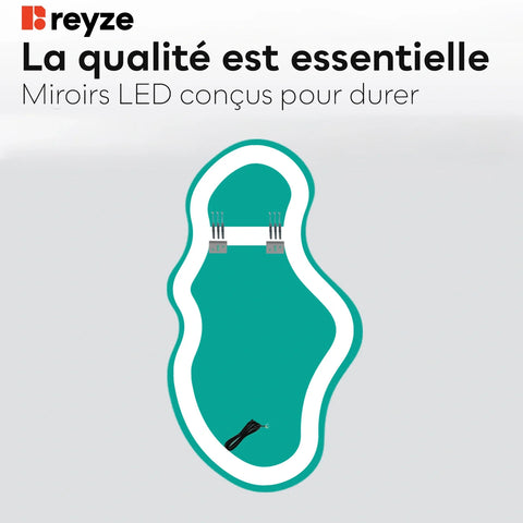 Miroir LED Asymétrique 2 | Sans Boutons Tactiles | Lumière blanche froide - Reyze Série Salono Modèle 1 - Vertical