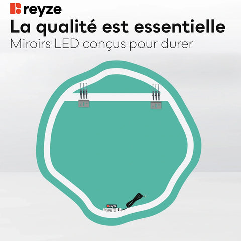 Miroir LED Asymétrique Ovale | Sans Boutons Tactiles | Lumière blanche neutre - Reyze Série Salono Modèle 1