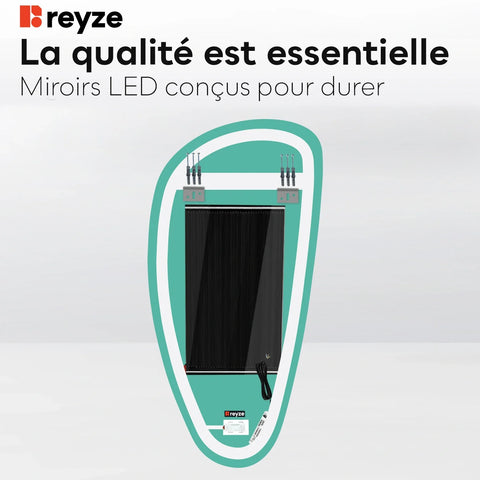 Miroir LED Asymétrique Vertical | boutons tactiles | Fonction Anti-Buée | Lumière blanche froide - Reyze Série Salono Modèle 1