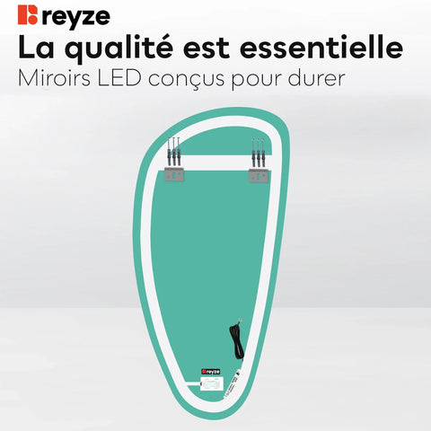 Miroir LED Asymétrique Vertical | Bouton Tactile | Lumière blanche neutre - Reyze Série Salono Modèle 1