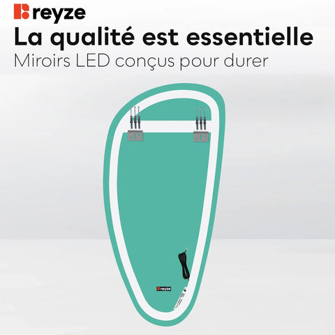 Miroir LED Asymétrique Vertical | Sans Boutons Tactiles | Lumière blanche froide - Reyze Série Salono Modèle 1