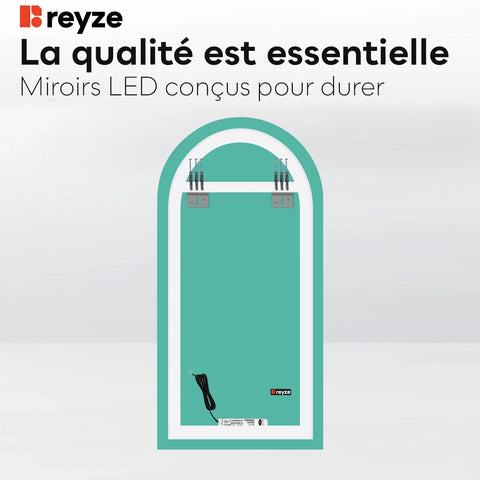 Miroir LED Semi-Ovale 2 | Sans Boutons Tactiles | Lumière blanche froide - Reyze Série Salono Modèle 1