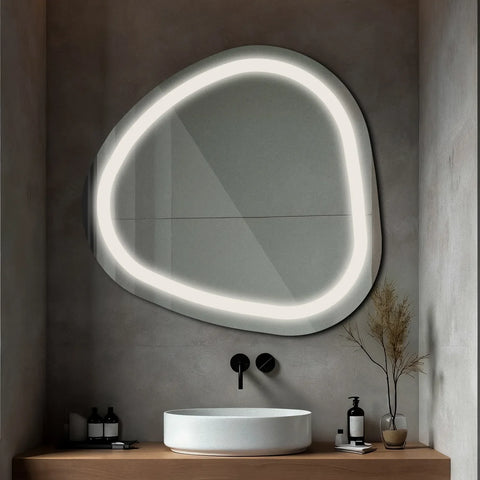 Miroir LED Asymétrique | Sans Boutons Tactiles | Lumière blanche neutre - Reyze Série Salono Modèle 1