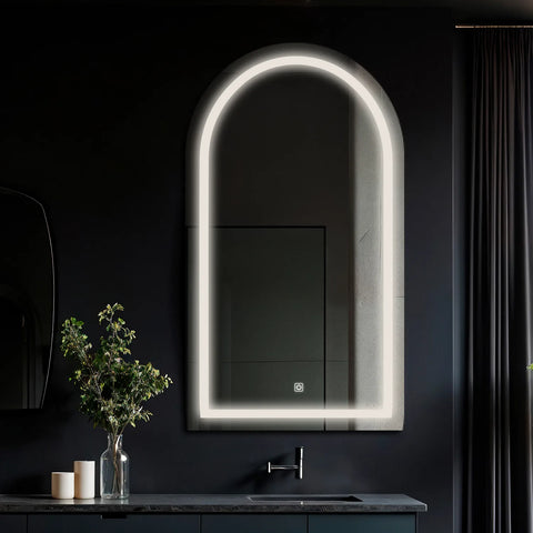 Miroir LED Semi-Ovale 2 | Bouton Tactile | Lumière blanche neutre - Reyze Série Salono Modèle 1