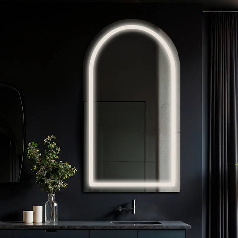 Miroir LED Semi-Ovale 2 | Sans Boutons Tactiles | Lumière blanche neutre - Reyze Série Salono Modèle 1