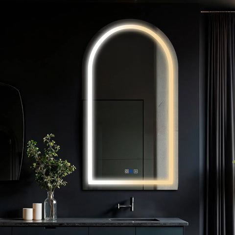 Miroir LED Semi-Ovale 2 | boutons tactiles | Fonction Anti-Buée | Température de couleur réglable - Reyze Série Salono Modèle 1