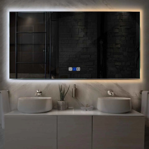 Miroir LED Horizontal | boutons tactiles | Fonction Anti-Buée | Température de couleur réglable - Reyze Série Ambient Modèle 1