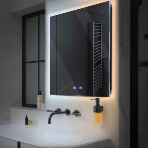 Miroir LED Carré | boutons tactiles | Fonction Anti-Buée | Température de couleur réglable - Reyze Série Ambient Modèle 1