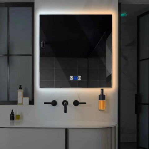Miroir LED Carré | boutons tactiles | Fonction Anti-Buée | Température de couleur réglable - Reyze Série Ambient Modèle 1