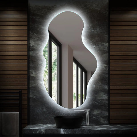 Miroir LED Asymétrique 2 | Sans Boutons Tactiles | Lumière blanche froide - Reyze Série Ambient Modèle 1 - Vertical