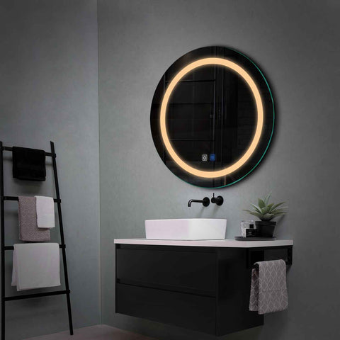 Miroir LED Rond | boutons tactiles | Fonction Anti-Buée | Lumière Blanche Chaude - Reyze Série Salono Modèle 1