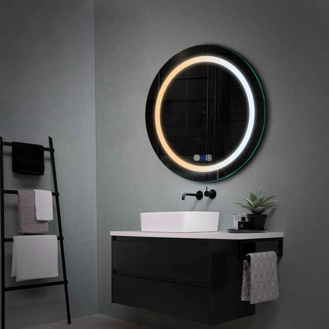 Miroir LED Rond | boutons tactiles | Fonction Anti-Buée | Température de couleur réglable - Reyze Série Salono Modèle 1