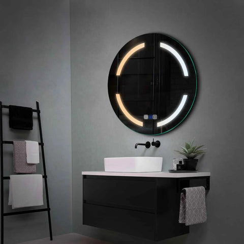 Miroir LED Rond | boutons tactiles | Fonction Anti-Buée | Température de couleur réglable - Reyze Série Salono Modèle 2