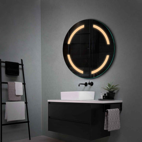 Miroir LED Rond | Sans Boutons Tactiles | Lumière Blanche Chaude - Reyze Série Salono Modèle 2
