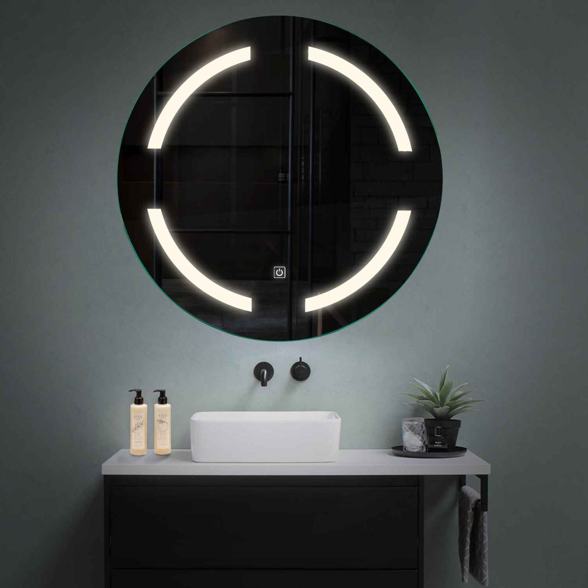 Miroir LED Rond | Bouton Tactile | Lumière blanche neutre - Reyze Série Salono Modèle 2