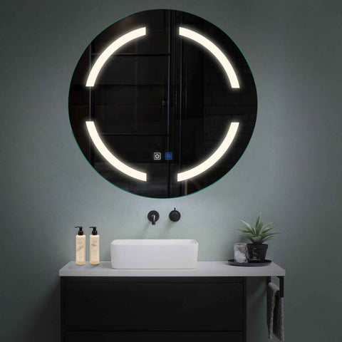 Miroir LED Rond | boutons tactiles | Fonction Anti-Buée | Lumière blanche neutre - Reyze Série Salono Modèle 2